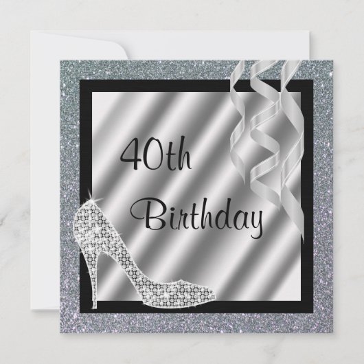 Invitation Stiletto et Streamers de la Glittery 40e anniversa (Devant)
