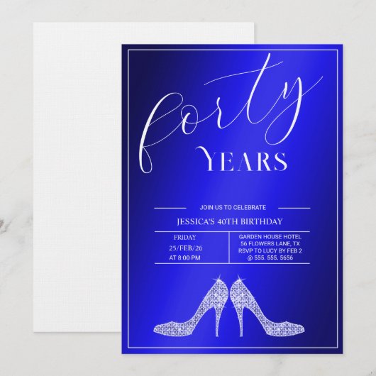 Invitation Stiletto Tendances Féminines 40e Anniversaire (Devant / Derrière)
