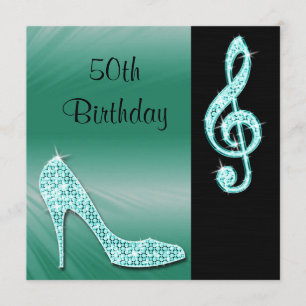 Invitation Stiletto turquoise & Treble Cleft 50e anniversaire