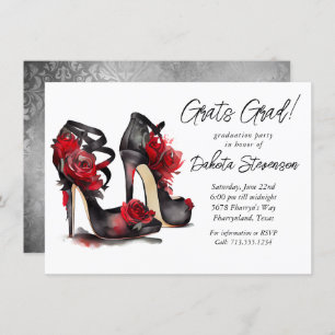 Invitation Stilettos De Mode Gothique Avec Roses Rouges Gradu