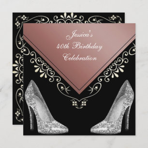 Invitation Stilettos et perles décoratives 40e anniversaire