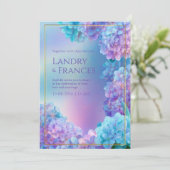 Invitation Stippled Lavender Hydrangea Watercolor Gold Frame (Debout devant)