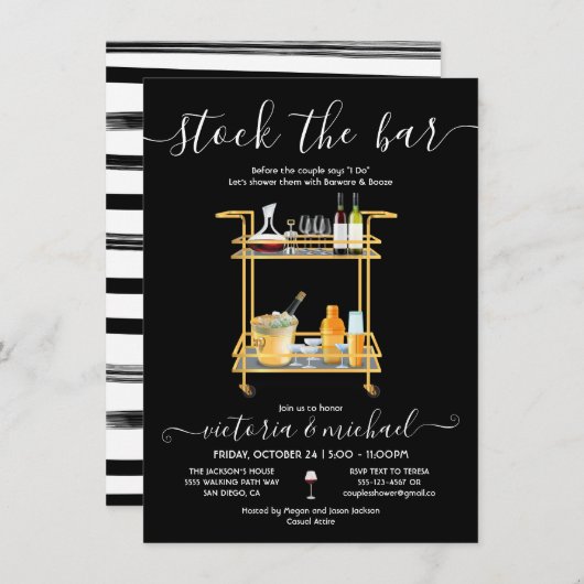 Invitation Stock Bar Cocktail bar panier Engagement Partie I (Devant / Derrière)