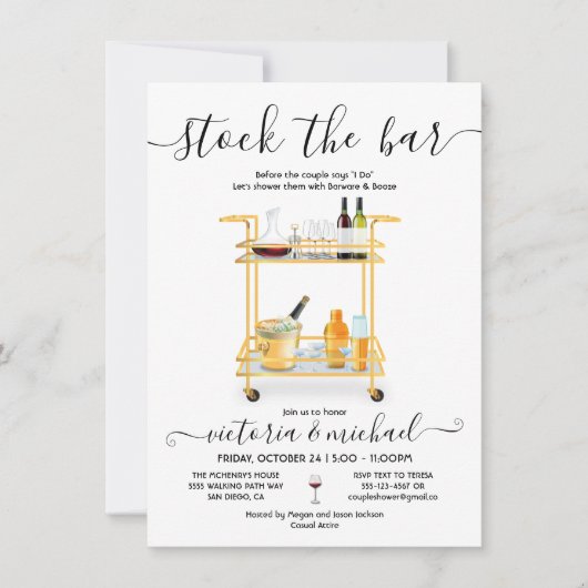 Invitation Stock Bar Cocktail bar panier Engagement Party (Devant)