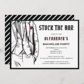 Invitation Stock Bar Modern Black Tuxedo Bachelor Party (Devant / Derrière)