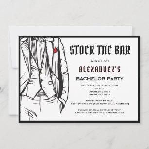 Invitation Stock Bar Modern Black Tuxedo Bachelor Party