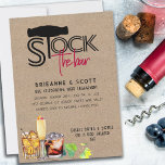 Invitation Stock Bar Rustic Champagne Liquor Fiançailles<br><div class="desc">Rustique Stock l'invitation de la partie d'engagement bar - ou se sentent libre de modifier pour une autre occasion. Le design est intitulé "stock le bar" en lettres décoratives avec un tire-bouchon. Il présente une typographie de style art déco et une aquarelle illustrant une flûte de champagne, des feuilles de...</div>