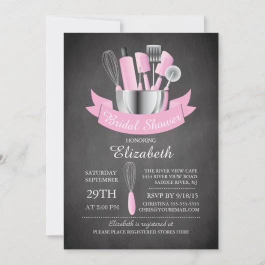 Invitation Stock Chalkboard moderne La Fête des mariées de cu (Devant)