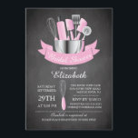Invitation Stock Chalkboard moderne La Fête des mariées de cu<br><div class="desc">Stock moderne la cuisine nuptiale invitation avec un bol de mixage rempli d'outils de cuisine accentué d'une bannière moderne rose et mis sur un arrière - plan de tableau noir contemporain. Visitez notre magasin pour voir notre wedding shower élégant invitation d'ustensiles dans une variété de couleurs mariages populaires.</div>