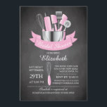 Invitation Stock Chalkboard moderne La Fête des mariées de cu<br><div class="desc">Stock moderne la cuisine nuptiale invitation avec un bol de mixage rempli d'outils de cuisine accentué d'une bannière moderne rose et mis sur un arrière - plan de tableau noir contemporain. Visitez notre magasin pour voir notre wedding shower élégant invitation d'ustensiles dans une variété de couleurs mariages populaires.</div>