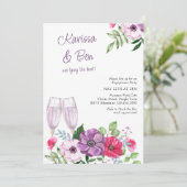 Invitation Stock de la Bar Purple Pink Flowers (Debout devant)
