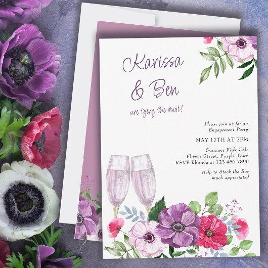 Invitation Stock de la Bar Purple Pink Flowers