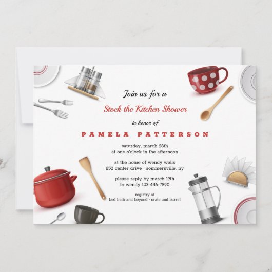 Invitation Stock de la Fête de l'mariée de cuisine (Devant)