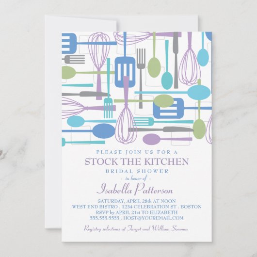 Invitation Stock de la Fête de l'mariée de style rétro de la  (Devant)