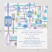 Invitation Stock de la Fête de l'mariée de style rétro de la  (Devant / Derrière)