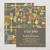 Invitation Stock de la Fête de l'mariée de style rétro de la  (Devant / Derrière)