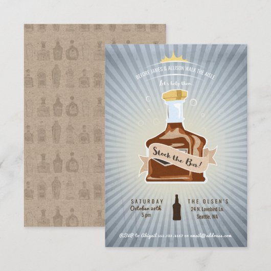 Invitation Stock de l'invitation Wedding shower du Bar Couple (Devant / Derrière)