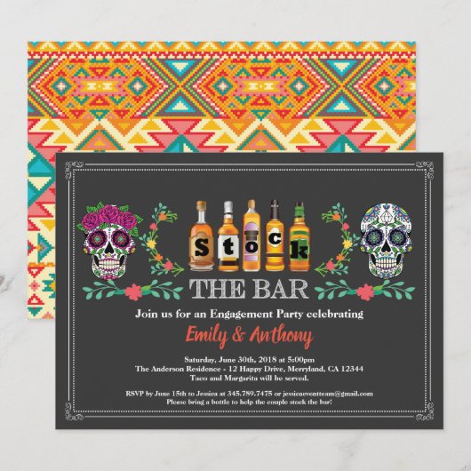 Invitation Stock d'Halloween fête de fiançailles du bar (Devant / Derrière)