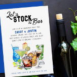 Invitation Stock du Bar Alocholic Drinks Engagement Party<br><div class="desc">Stock de l'invitation de la partie d'engagement du bar - ou n'hésitez pas à modifier pour une autre occasion. Le design est intitulé "stock le bar" dans la typographie moderne et décalée et écriture manuscrite. L'illustration de l'aquarelle comprend une flûte de champagne, des feuilles de raisin, des boissons alcoolisées et...</div>