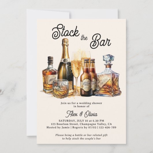 Invitation Stock du Bar Couples Wedding shower (Devant)