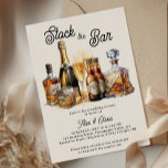 Invitation Stock du Bar Couples Wedding shower<br><div class="desc">Stock l'invitation Bar - parfait pour wedding shower, fiançailles, douche à couple, soirée au foyer et facile à customiser pour votre style d'événement. Le design comprend des bouteilles de champagne, bière, whiskey, brandy, verres de champagne et verre de rock. Le design pour une douche ou une fête pour aider le...</div>