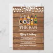 Invitation Stock du bar rustique fiançailles bois (Devant)
