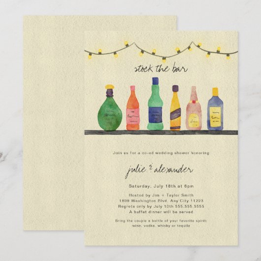 Invitation Stock du bar wedding shower (Devant / Derrière)
