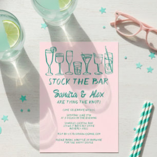 Invitation Stock du bar Whimsical Cocktail Boissons Fiançaill