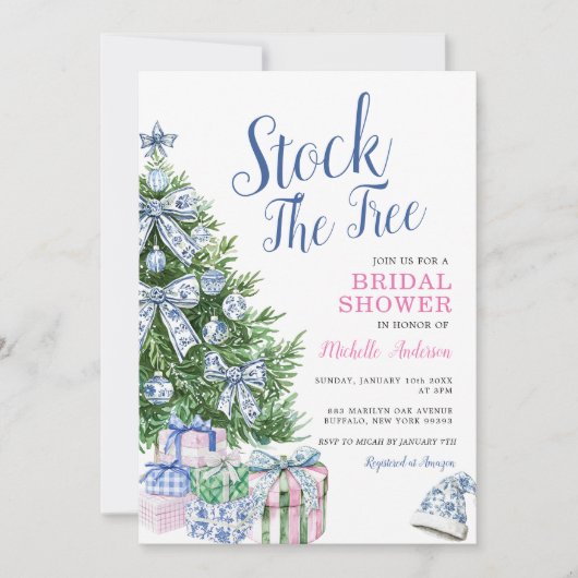 Invitation Stock L'arbre Noël Chinoiserie Fête des mariées (Devant)