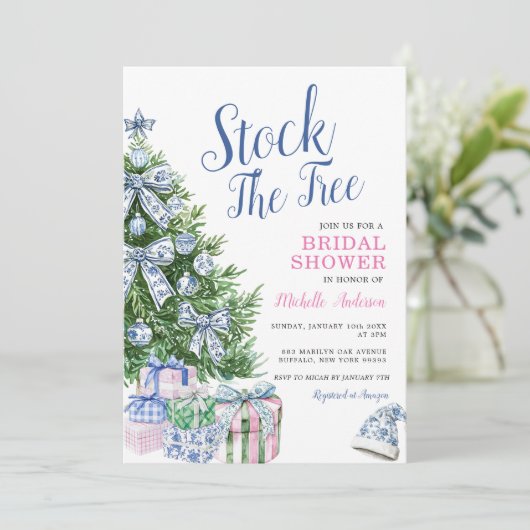 Invitation Stock L'arbre Noël Chinoiserie Fête des mariées (Debout devant)