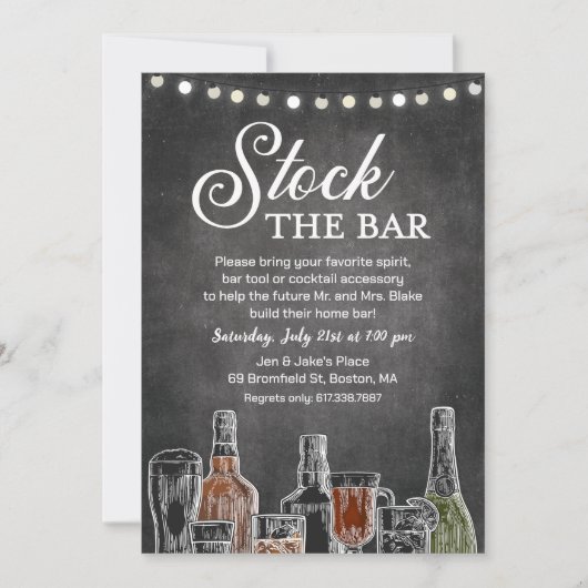 Invitation Stock le Bar Couples Douche à Coed (Devant)