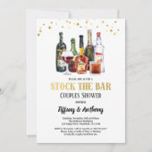 Invitation Stock Le Bar Couples Douche Blanc & Or (Devant)