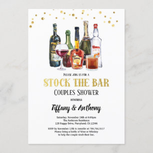 Invitation Stock Le Bar Couples Showboat White & Gold