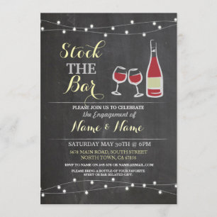 Invitation Stock Le Bar Fiançailles Couple's Wine Chalk