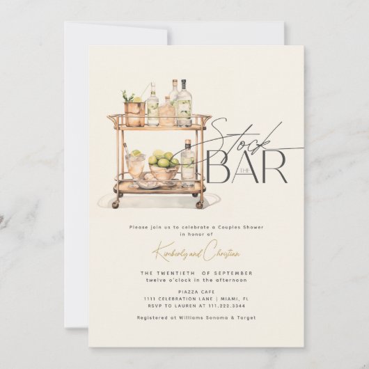 Invitation Stock Le Bar Panier Couples Douche (Devant)