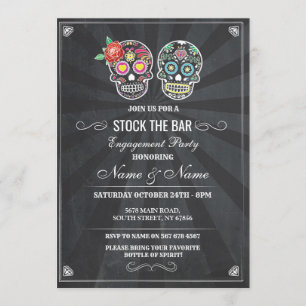 Invitation Stock Le Bar Sugar Skuls Halloween Chalk Invitatio
