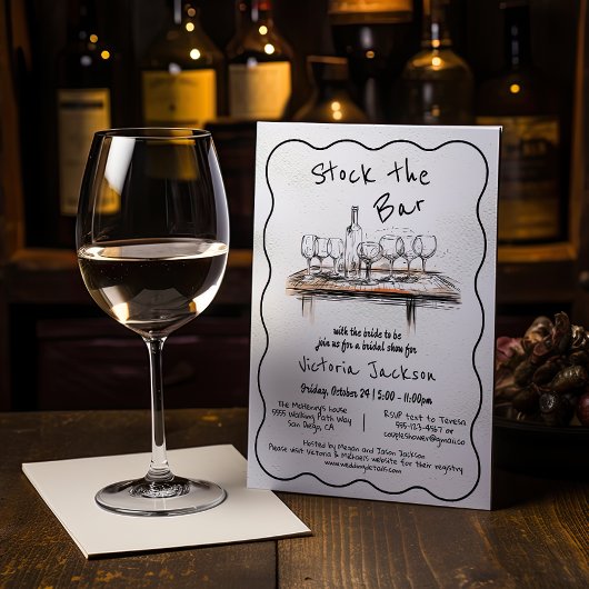 Invitation Stock ligne Bar art Bridal Couples Douche