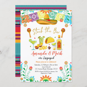 Invitation Stock mexicain de la Fiesta Le Bar Engagement Part