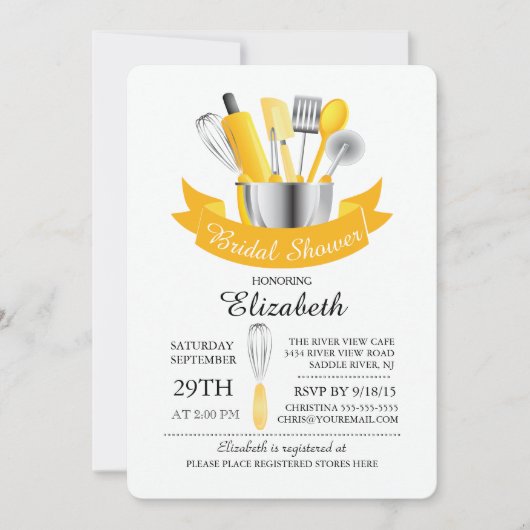 Invitation Stock moderne La Cuisine nuptiale douche Invitatio (Devant)