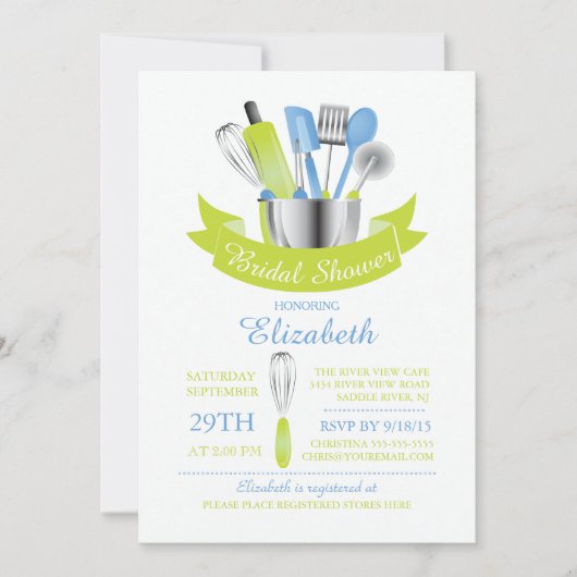 Invitation Stock moderne La Cuisine nuptiale douche Invitatio (Devant)