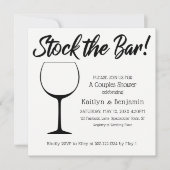 Invitation Stock noir & blanc le Bar Script Couples Douche (Devant)