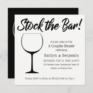 Invitation Stock noir & blanc le Bar Script Couples Douche