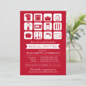 Invitation Stock rétro de la cuisine nuptiale de douche Invit (Debout devant)