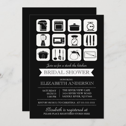 Invitation Stock rétro de l'invitation à la douche nuptiale (Devant / Derrière)