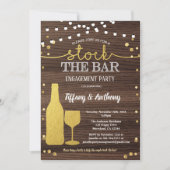 Invitation Stock rustique l'or de partie de fiançailles de (Devant)