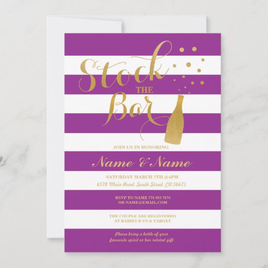 Invitation Stock The Bar Couples Douche Party Grève Invitatio (Devant)