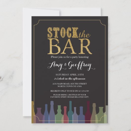Invitation Stock The Bar Party Fiançailles Bouteilles Invitat (Devant)