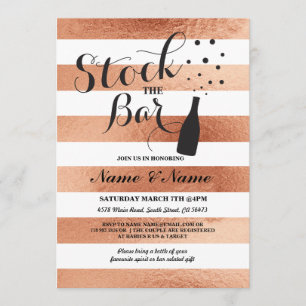 Invitation Stock The Bar Stripe Bronze Couple's Party Invitat