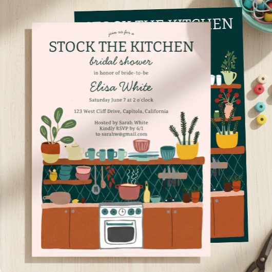 Invitation STOCK THE KITCHEN Bridal Shower Cute CUSTOM