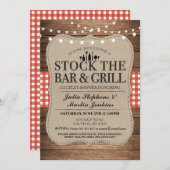 Invitation Stockez la douche du couple rustique de barre et (Devant / Derrière)